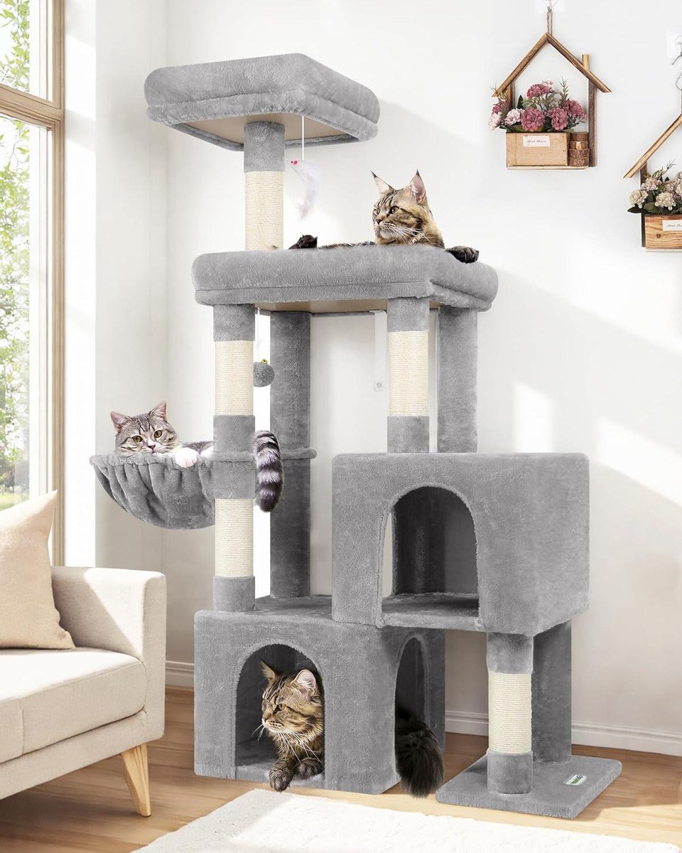 Kattenboom met huisjes - Krabmeubel voor katten - Spelen en rusten - Stabiel ontwerp met 2 poten