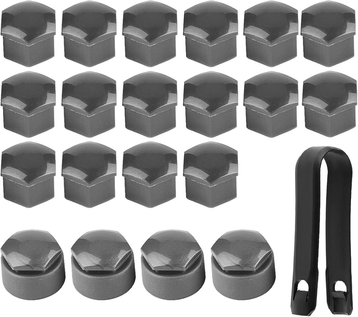 SnelShoppen - Set van 20 Universele Wielboutdoppen 17mm met Verwijdertool - Beschermende Dop voor Wielmoeren - Grijs