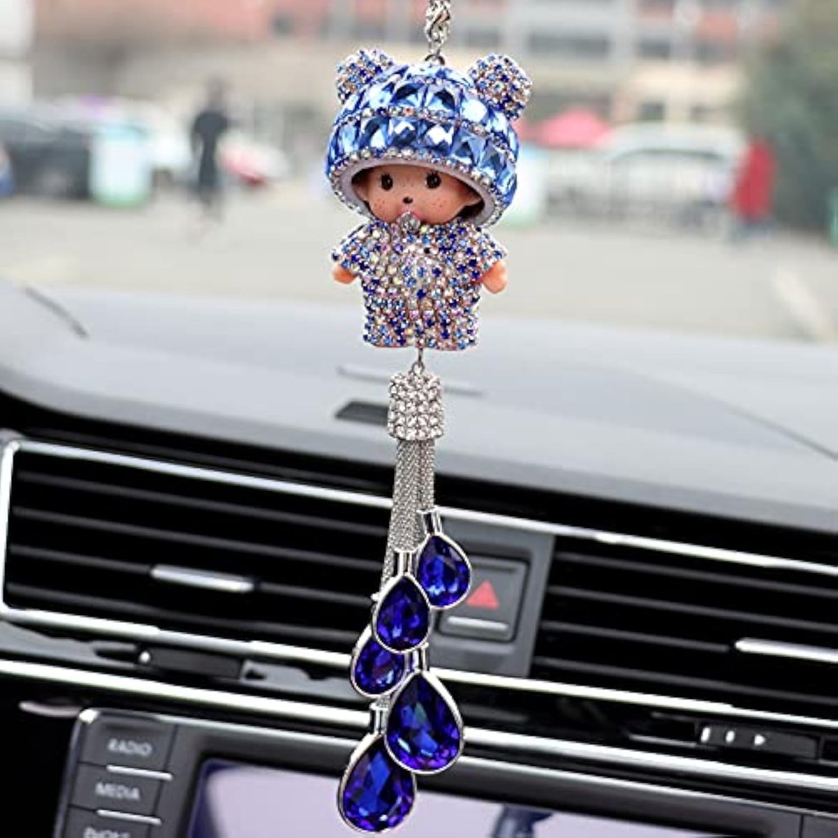 SnelShoppen - Crystal Diamond Achteruitkijkspiegel Ornament - Bling Rhinestone Hangdecoratie voor Auto Interieur - Voor Vrouwen & Mannen, Roze