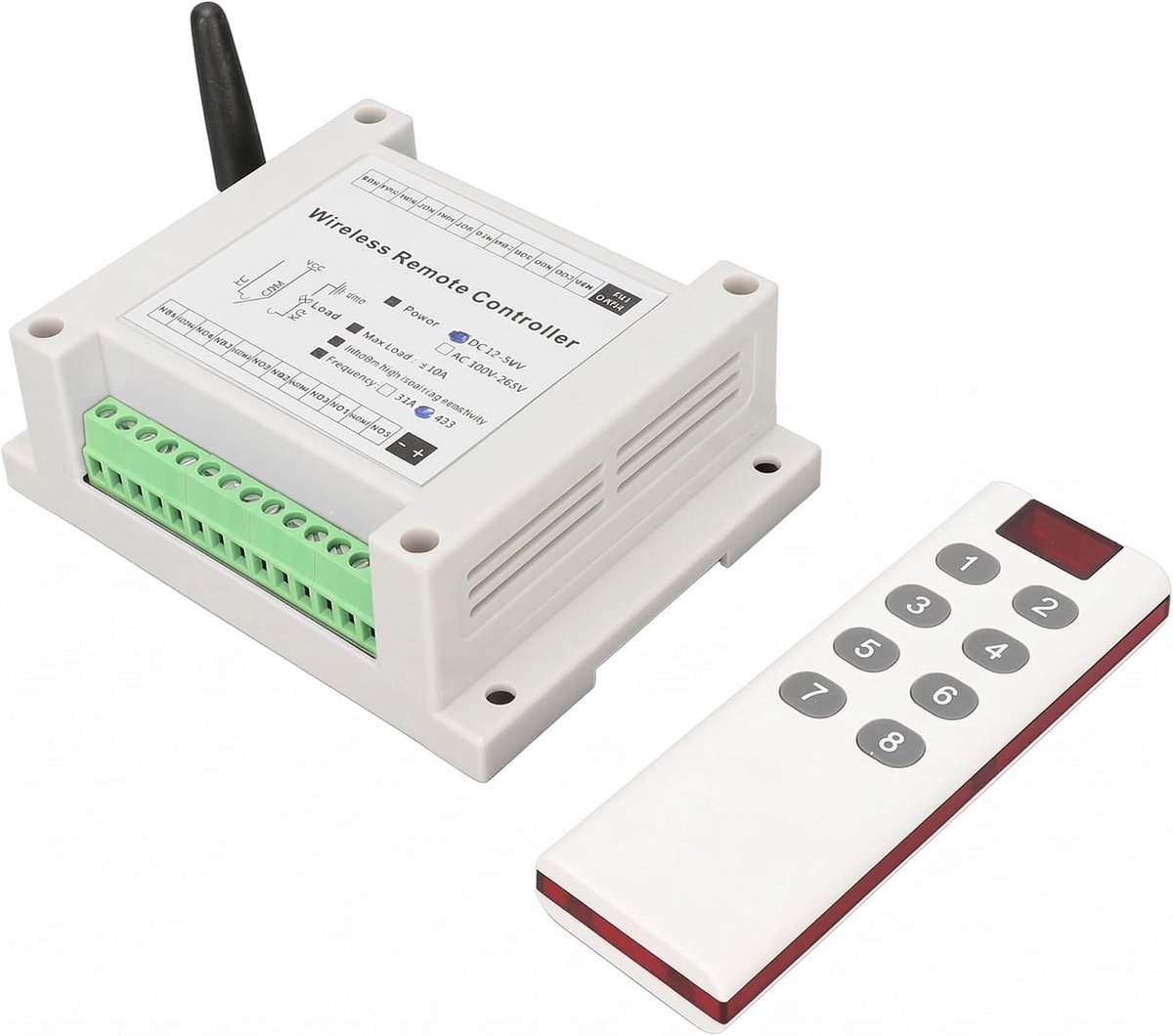 SnelShoppen - Draadloze 8-Kanaals Relay Remote Control Switch DC12V 36V met 433Mhz Zender voor Lifter, Raam, Poort, Barrières en Motoren