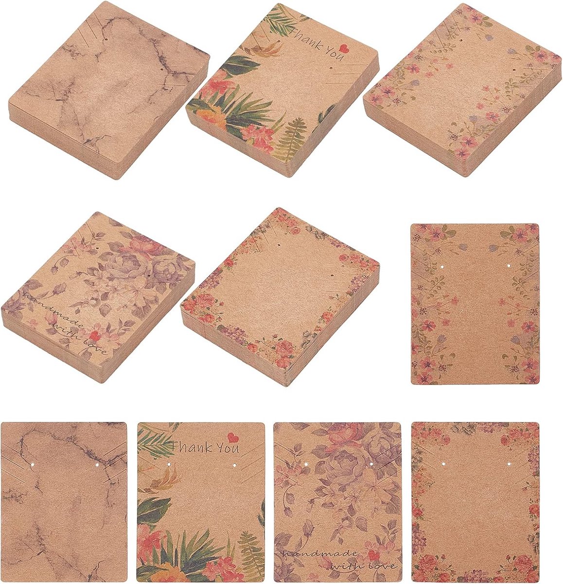 SnelShoppen - 150 Stuks Bloem Motieven Sieraden Display Kaarten - Kartonnen Hangkaarten voor Oorbellen, Kettingen, Armbanden - Unieke Presentatie voor