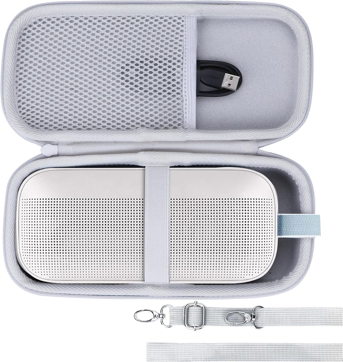 Duurzame Hard Case voor Bluetooth Portable Speaker - Bescherming voor Bose SoundLink Flex (2e Generatie) in Off White