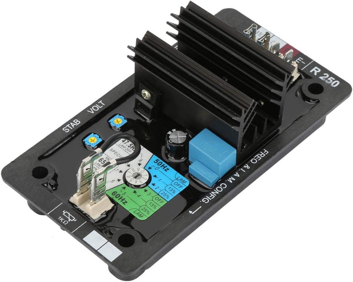 SnelShoppen - Voltage Regulator R250 AVR Automatische Spanning Regelaar voor Diesel Generatorsysteem Accessoires met 8A Zekering