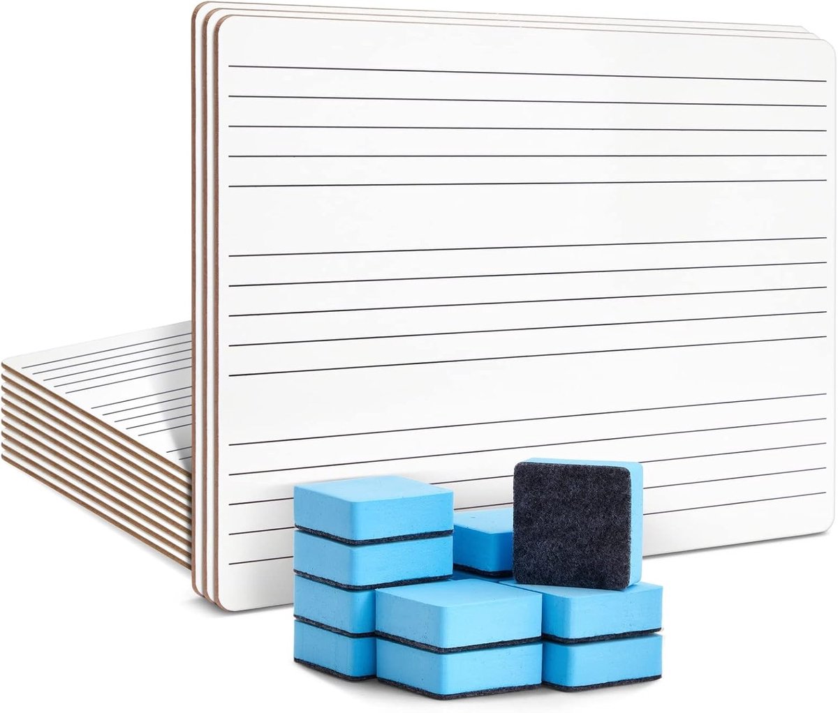 SnelShoppen - 12-Pack Lined Whiteboards voor Muzieknotatie, Droogafwisbaar, 22.9 x 30.5 cm, Ideaal voor Kinderen en Muziekonderwijs