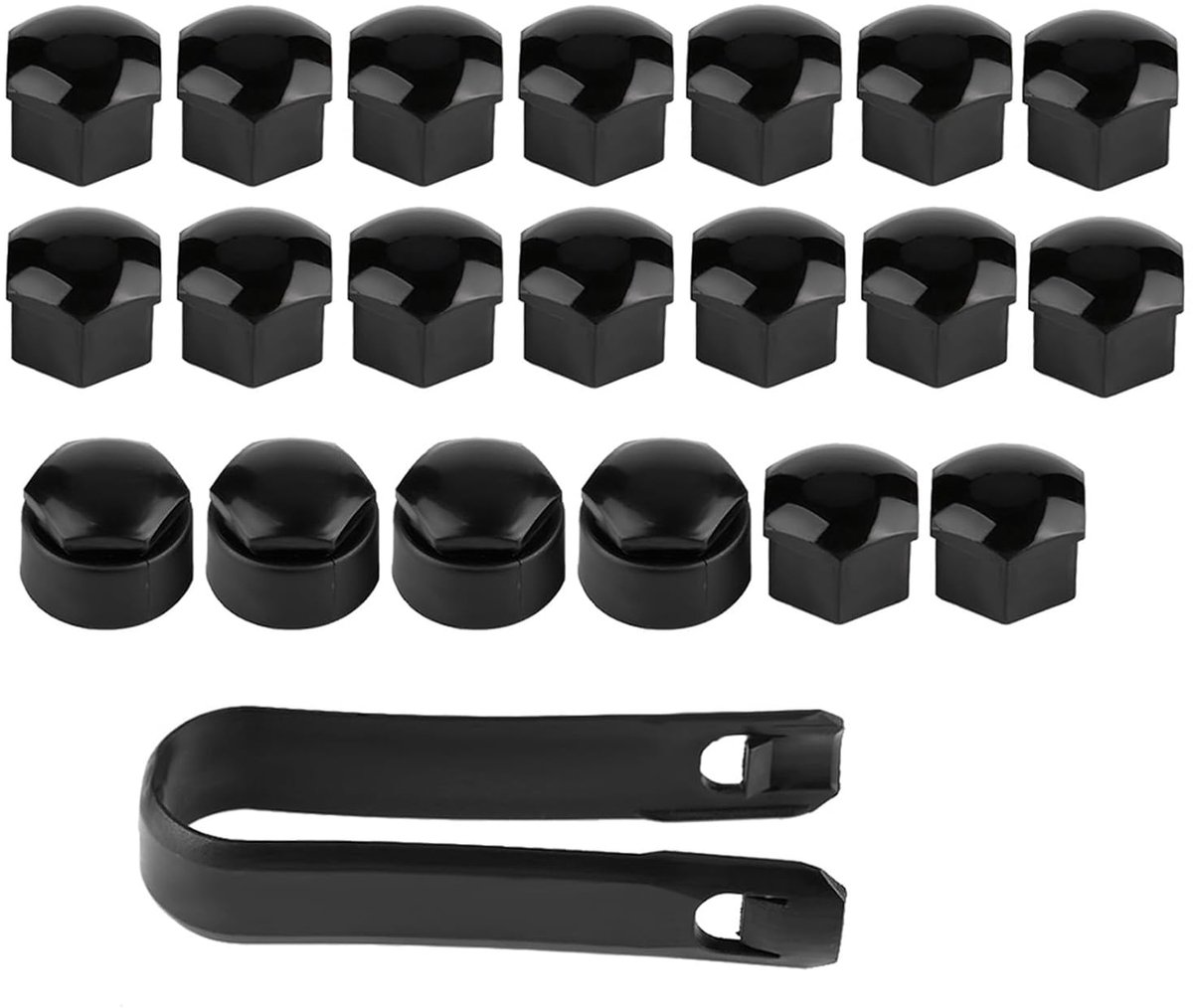 SnelShoppen - 20 stuks 17mm Wielmoer Rim Cover Auto Wielmoer Asbout Bescherming Antidiefstal Dekkap (Zwart)