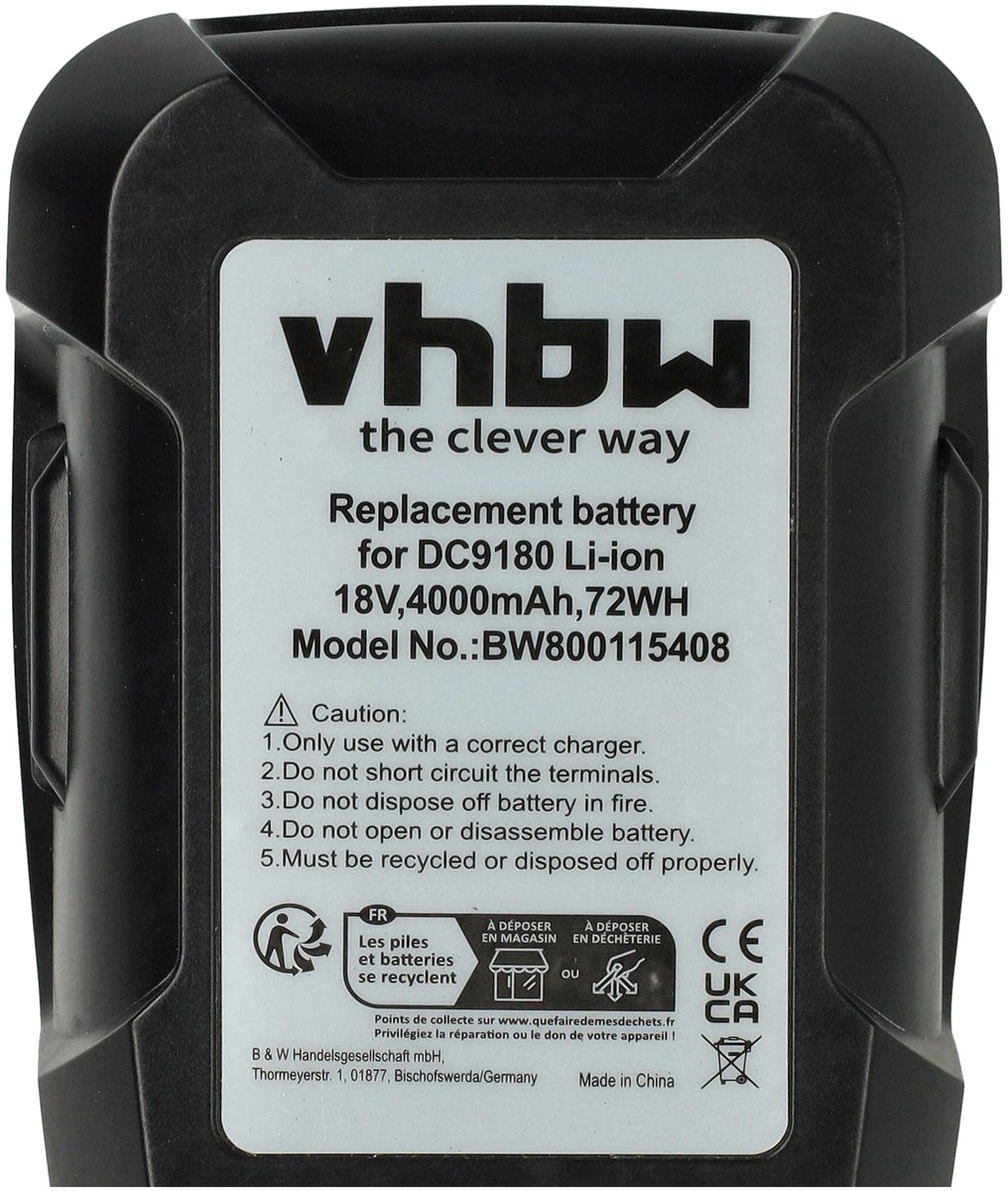 VHBW-accu compatibel met Dewalt DCD925, DC9180C, DC011, DC012, DC013, DCD925N, DCD925B2, DCD925KA gereedschappen (4000 mAh, Li-ion, 18 V)