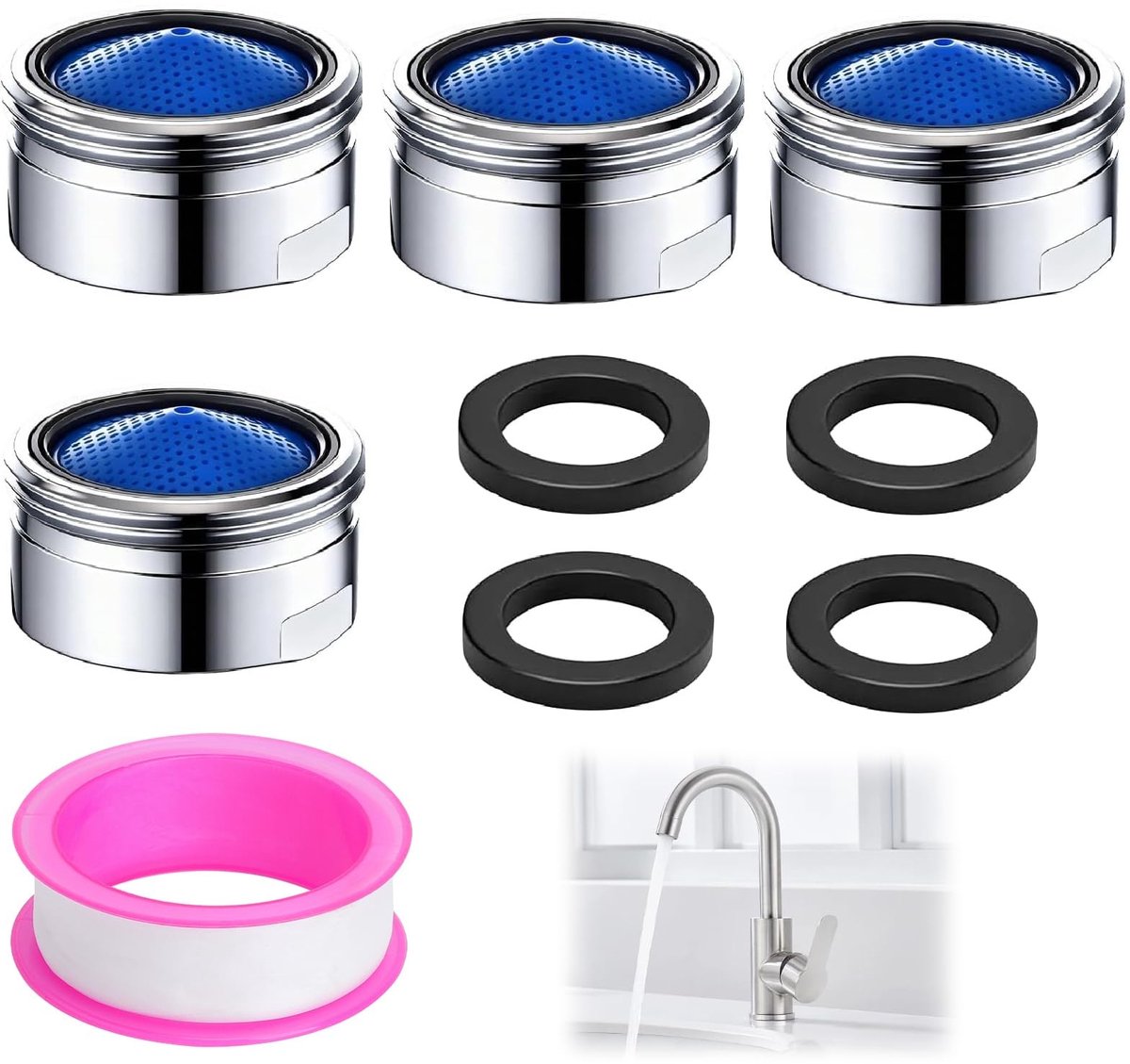 Dailygoods - Perlatoren voor kranen, 4 stuks, M22 buitendraad, straalregelaar M22 van mess