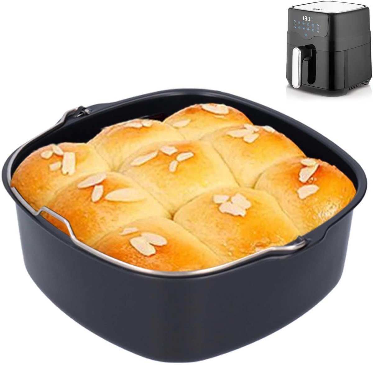 Dailygoods- Taartvorm Geschikt voor Airfryer - Cake Vat - Antiaanbakmateriaal - Voedselveilig Ijzer - Vaatwasmachinebestendig - Producthoogte 7 cm - Cakevorm