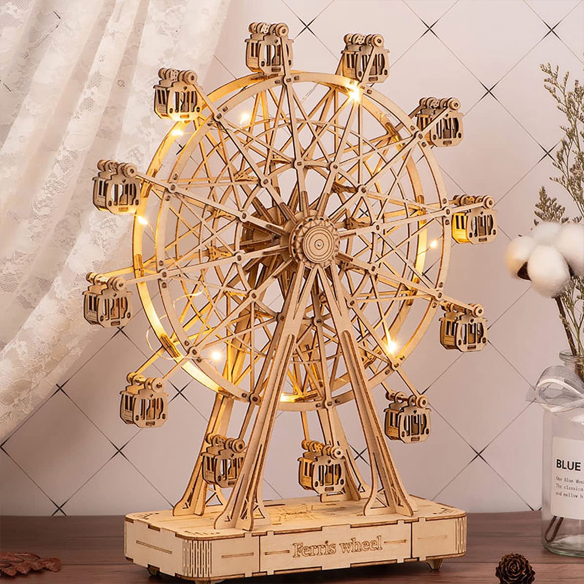 3D-puzzel, houten puzzel, 3D-speeldoos, modelbouwset voor volwassenen, creatieve doe-het-zelf-bouwset, knutselset voor decoratie en esthetische geschenken voor tieners (Ferris Wheel)