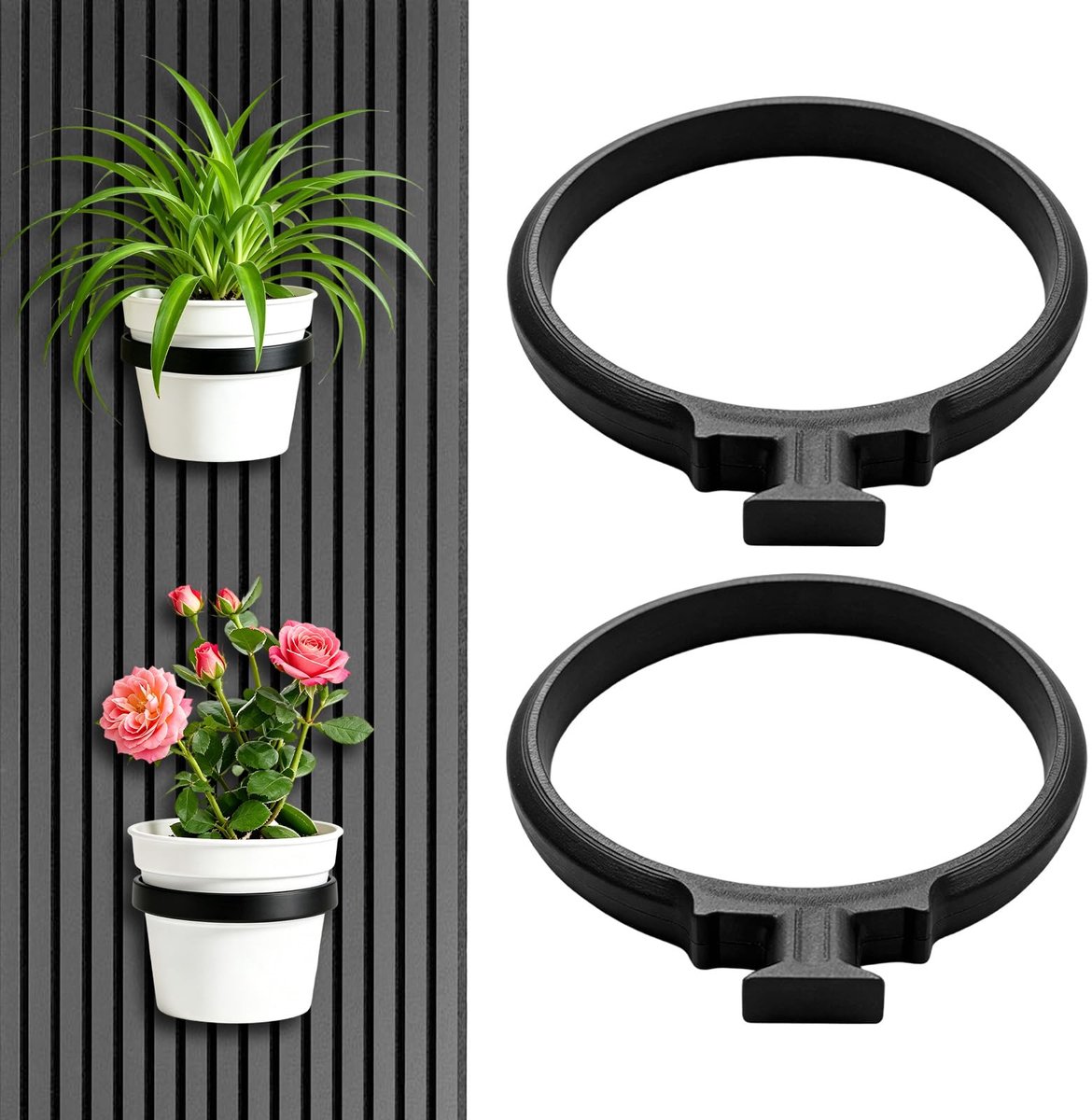 panelen accessoires, zonder boren, wandplantenhouder, bloempot, wandhouder, bloemen, wandpaneel, plantenhouder, geschikt voor woonkamer, balkon, slaapkamer en kantoor, 2 stuks