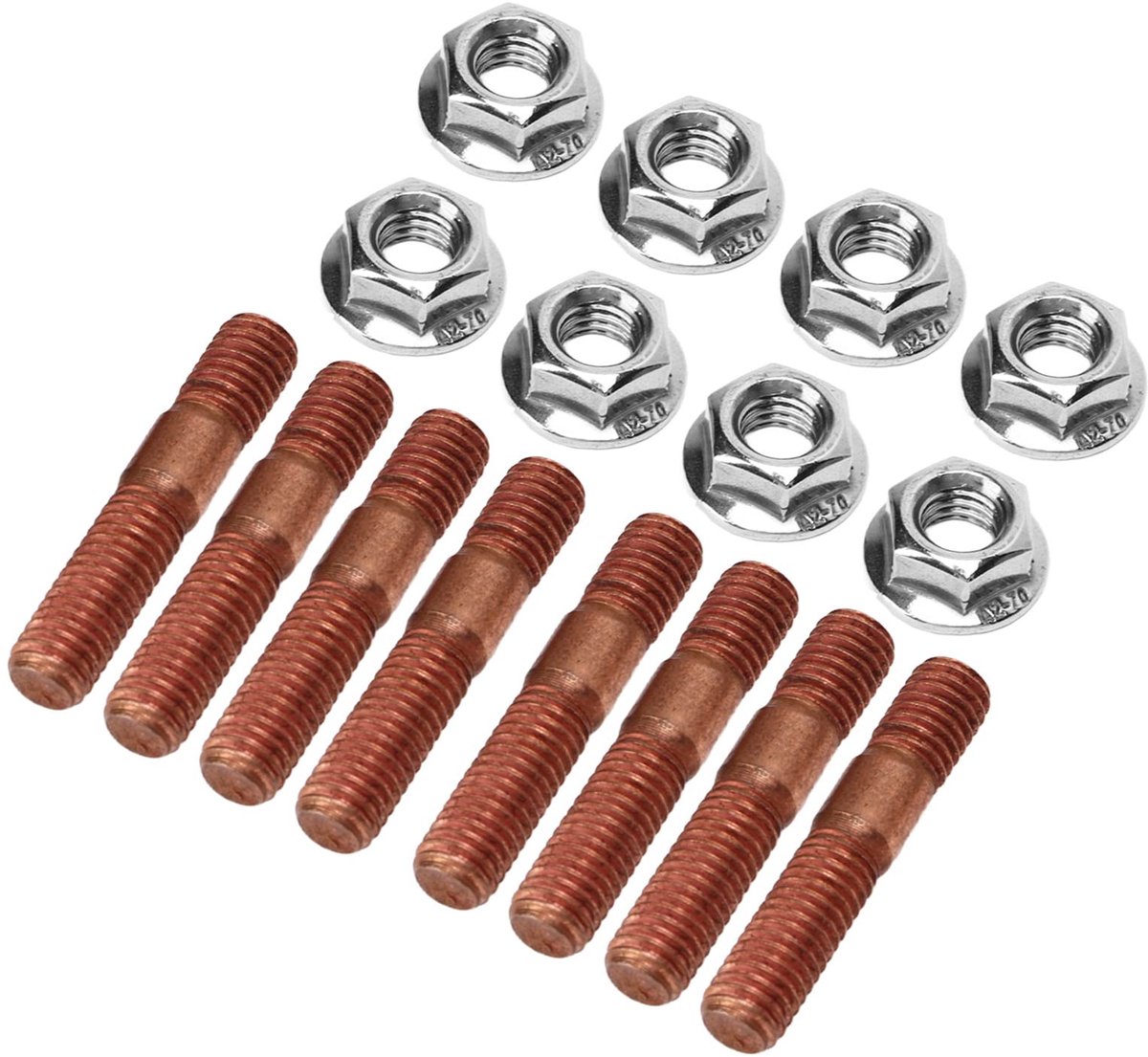 Turbine Systeem 8 Stuks M8 1.25 Schroefdraad Turbo Studs Kit 8Mm Metaallegering Hogedrukbestendig Uitlaatspruitstuk Stud Bout Moer Hardware