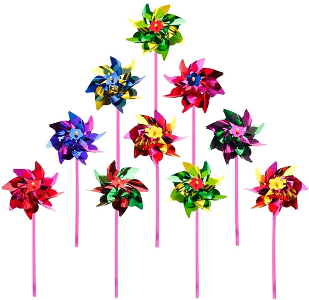 36 Stuks kunststof windmolentje in regenboogkleuren, doe-het-zelf windmolen voor tuin en gazon, feestelijke windmolentjesset voor decoratie van tuin en gazon, leuke feestversiering voor carnaval