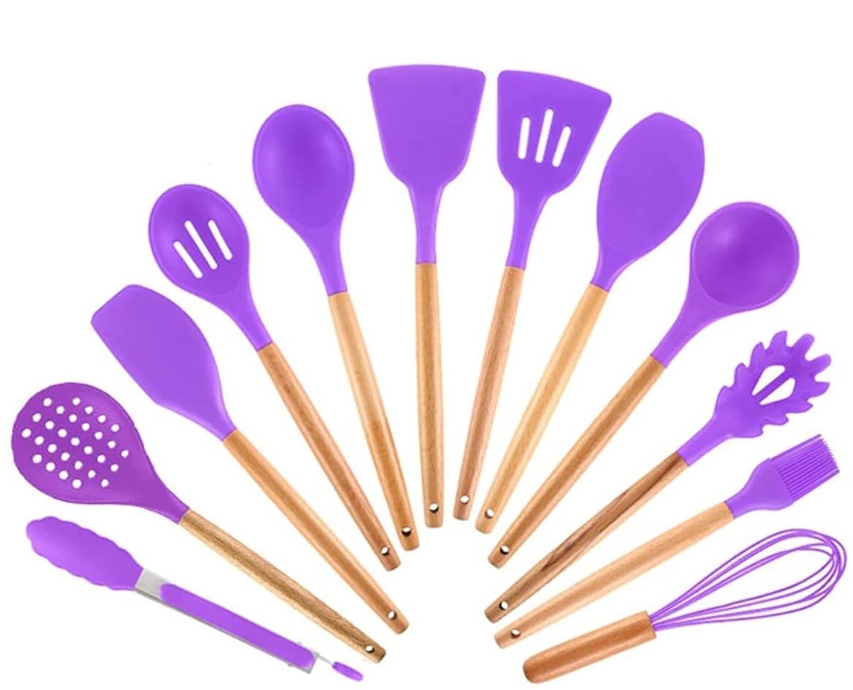 Set, 12 stuks kookgerei - Nonstick keukengerei Kookgerei Set Spatel Set - Keuken Gadgets keukengerei Set, Keukengereedschap Gift (paars)