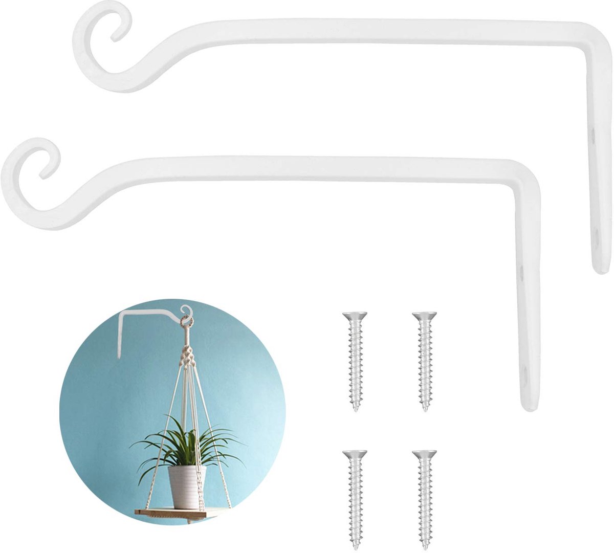 Plantenhouder, Bloemenhouder, IJzeren Wandhaken, Bloembak, Wandhouder met Haken 25 cm, voo
