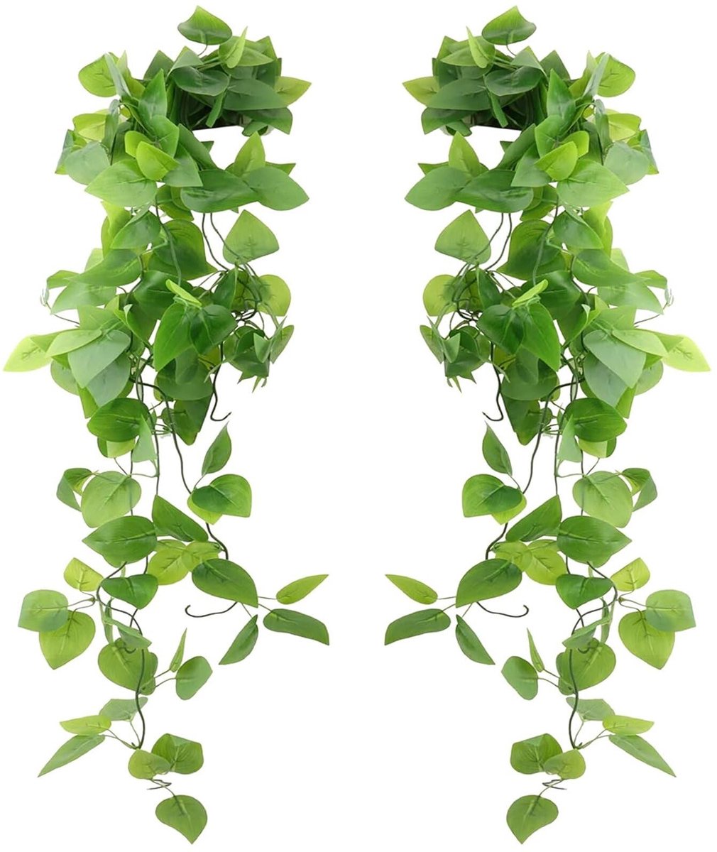 2 stuks kunstmatige hangplanten, groene klimopplanten, weelderig groen dilblad, hangende muur, voor bruiloft, tuin, wanddecoratie
