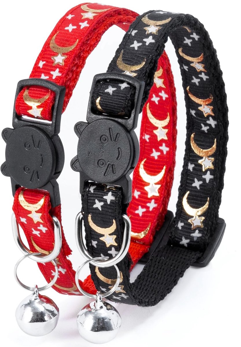Dailygoods- Kattenhalsband Verstelbaar - Reflecterend - Veiligheidssluiting - Snelsluiting - Geschikt voor Katten/Puppy's - Lengte 20,3-34,5 cm - Kattenband