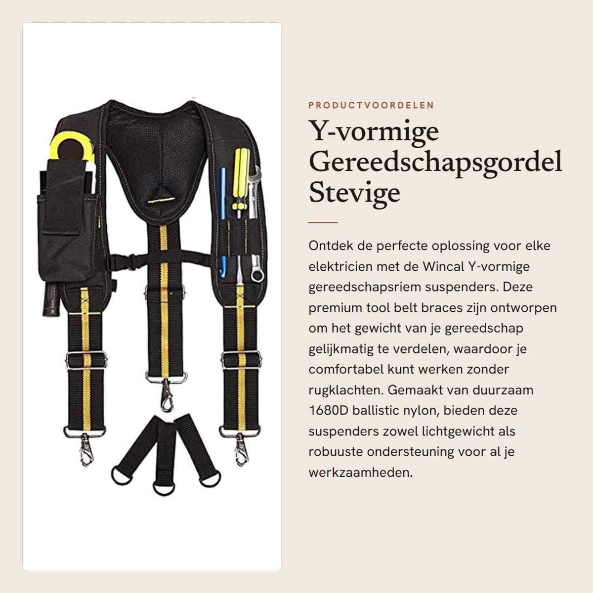 Dailygoods - Y-vormige Gereedschapsgordel - Stevige Toolriem - Multi-pockets - Elektricien Gereedschapsysteem - Handig en Duurzaam - Geschikt voor Ele...