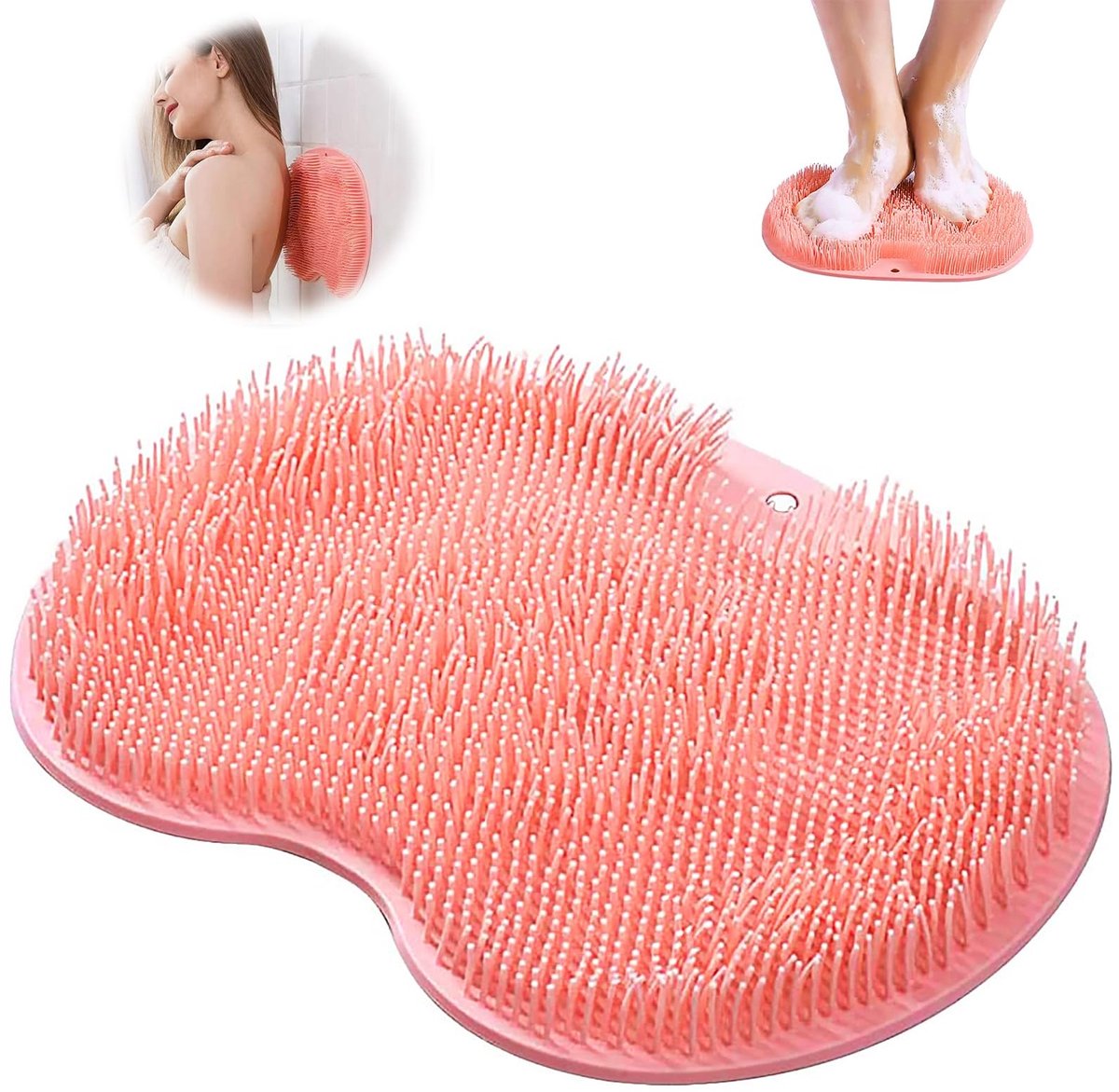 Dailygoods - Douche deurmat, douche voet en rug schrobber, massage pad, voet borstel, massager reiniger met anti-slip zuignappen, siliconen massage pad, zuignappen bad massager pad (A)