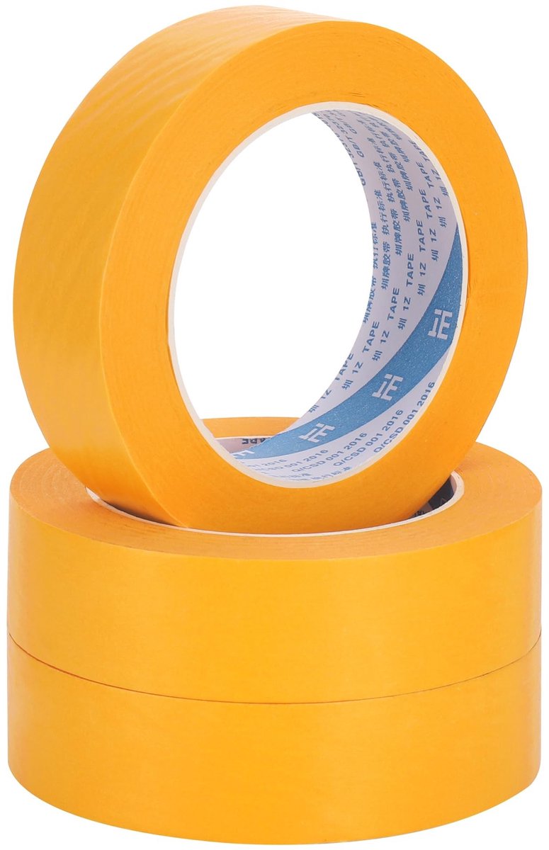 Dailygoods- Maskingtape 30 mm x 50 m - 3 Rollen - Zelfklevend - Professionele Verf Tape - Gouden Papier Tape - Ideaal voor Nauwkeurige Randen - Verfband