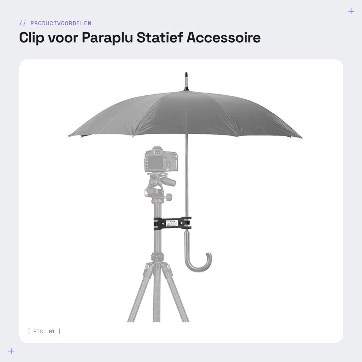 Dailygoods - Clip voor Paraplu - Statief Accessoire - Draagbaar en Lichtgewicht - Camera Bevestiging - Fotografie Ondersteuning - Geschikt voor Buiten...