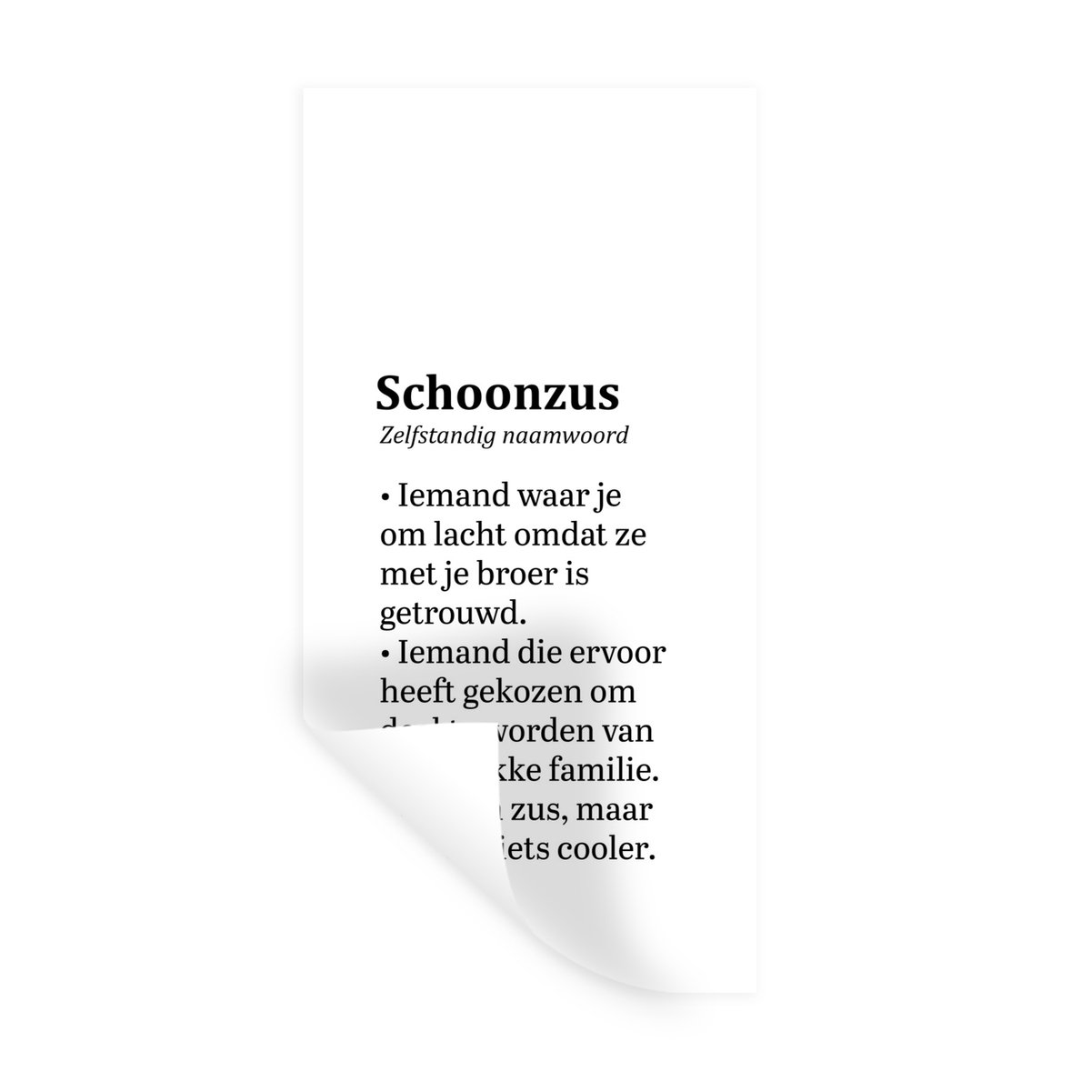 Muurstickers - Sticker Folie - Schoonzus - Woordenboek - Familie - 60x120 cm - Plakfolie -