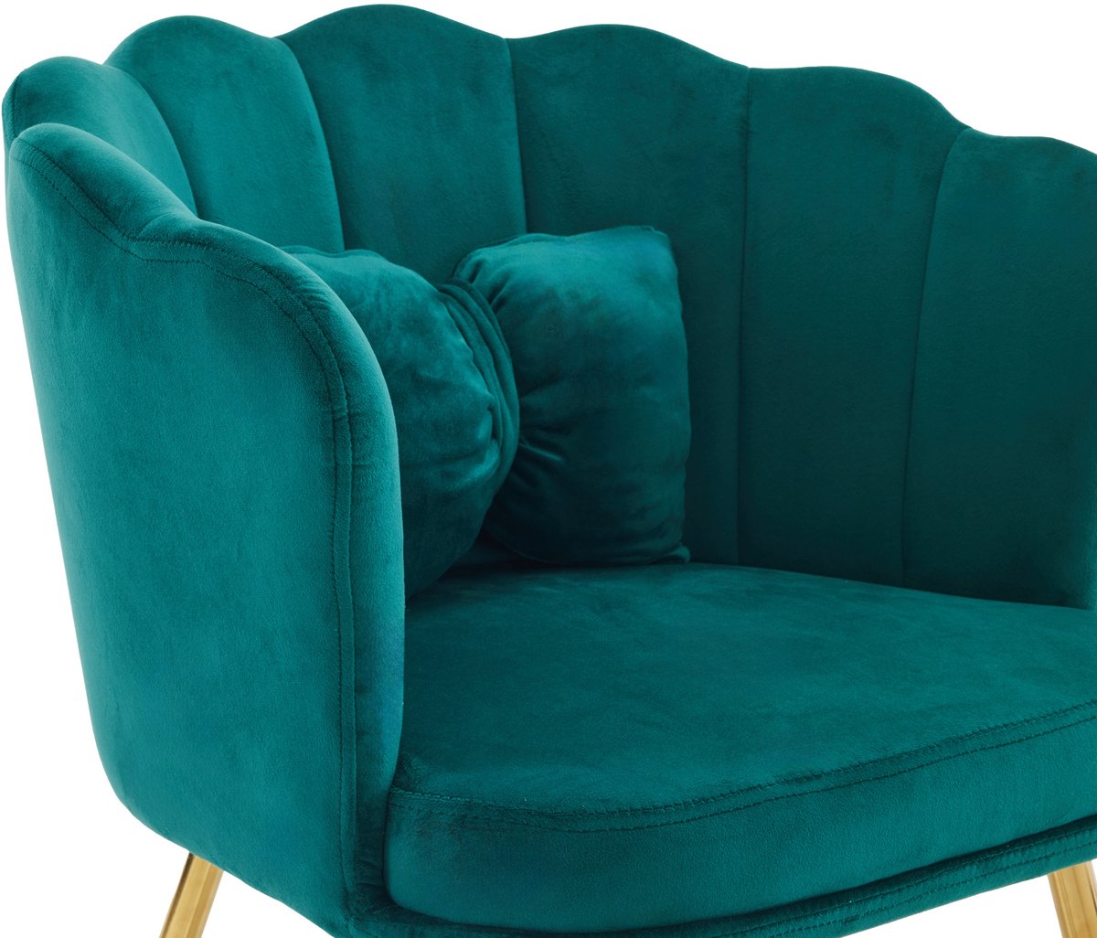 DESMIU Eetkamerstoel 63 x 58 x 77 Cm - Set Van 6 Met Armleuningen En Bloemblaadjes Rugleuning - Voor Eetkamer En Woonkamer - Velvet Groen