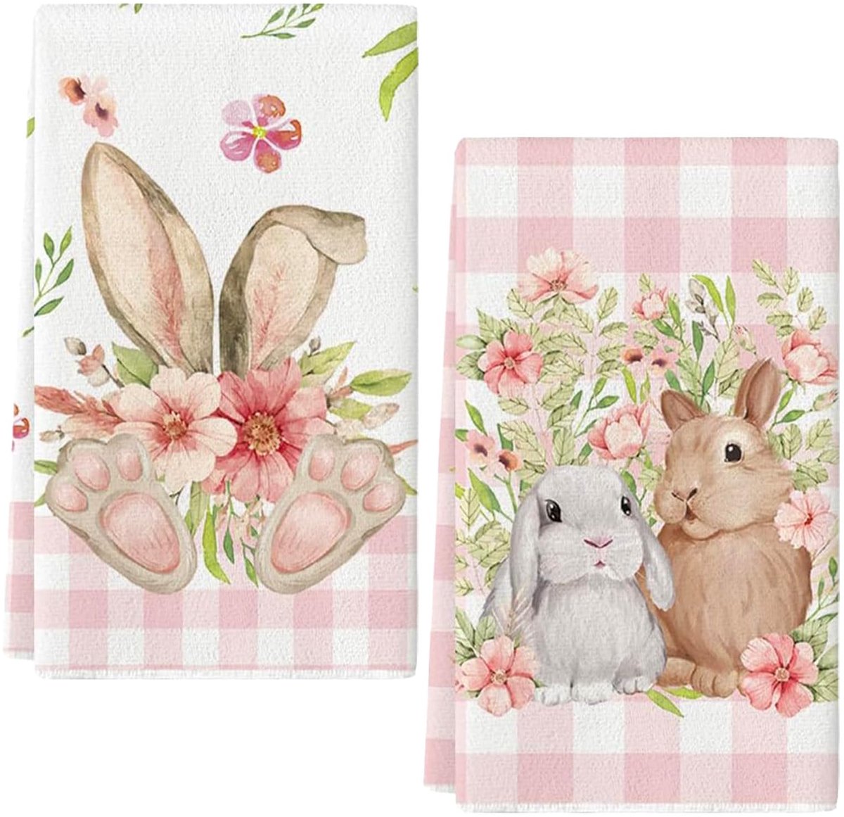 Keukendoeken, 43 x 66 cm, katoenen theedoeken met paashaas, absorberend voor decoratie met Pasen, thuis (A)