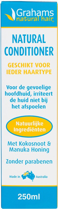 Grahams natural hair Natural Conditioner fles met Nederlandse tekst en afbeelding van Australië.