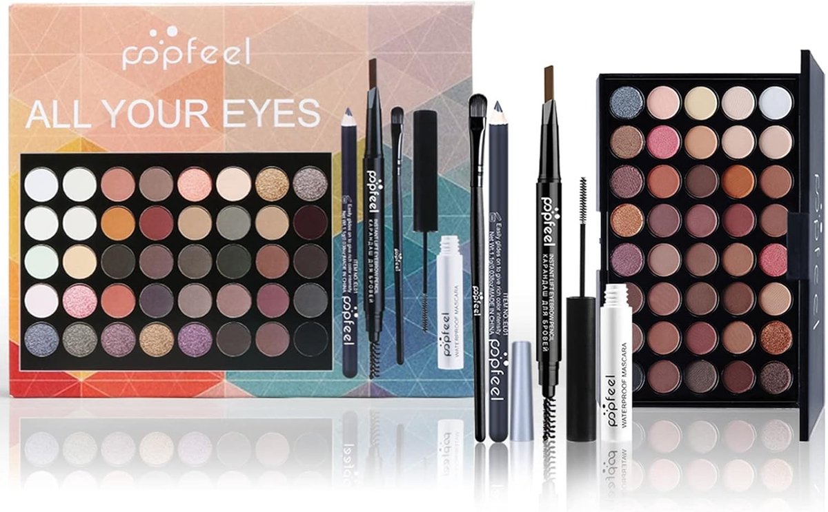 Complete Make-Up Set voor Beginners, Professionele Cosmetica met Oogschaduw, Mascara en Eyeliner Pensel voor Vrouwen en Meisjes