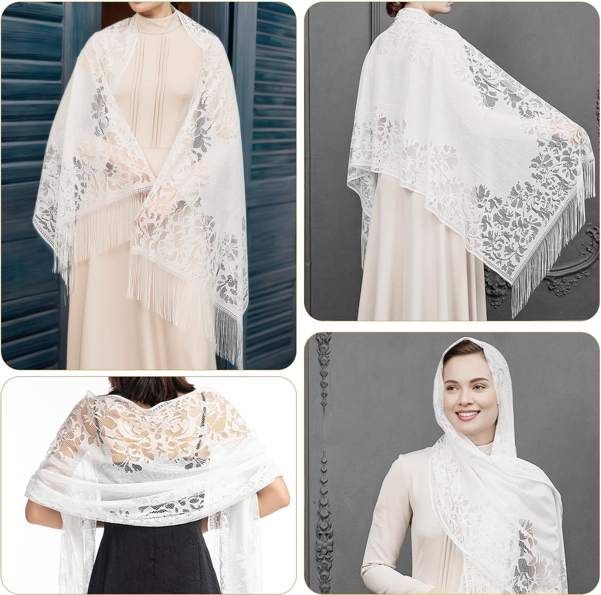 kanten sjaal met kwastjes, foulard voor bruiloft, dames, party, elegant, chiffon, party, vintage, voor avondfeest, bruidsjurken