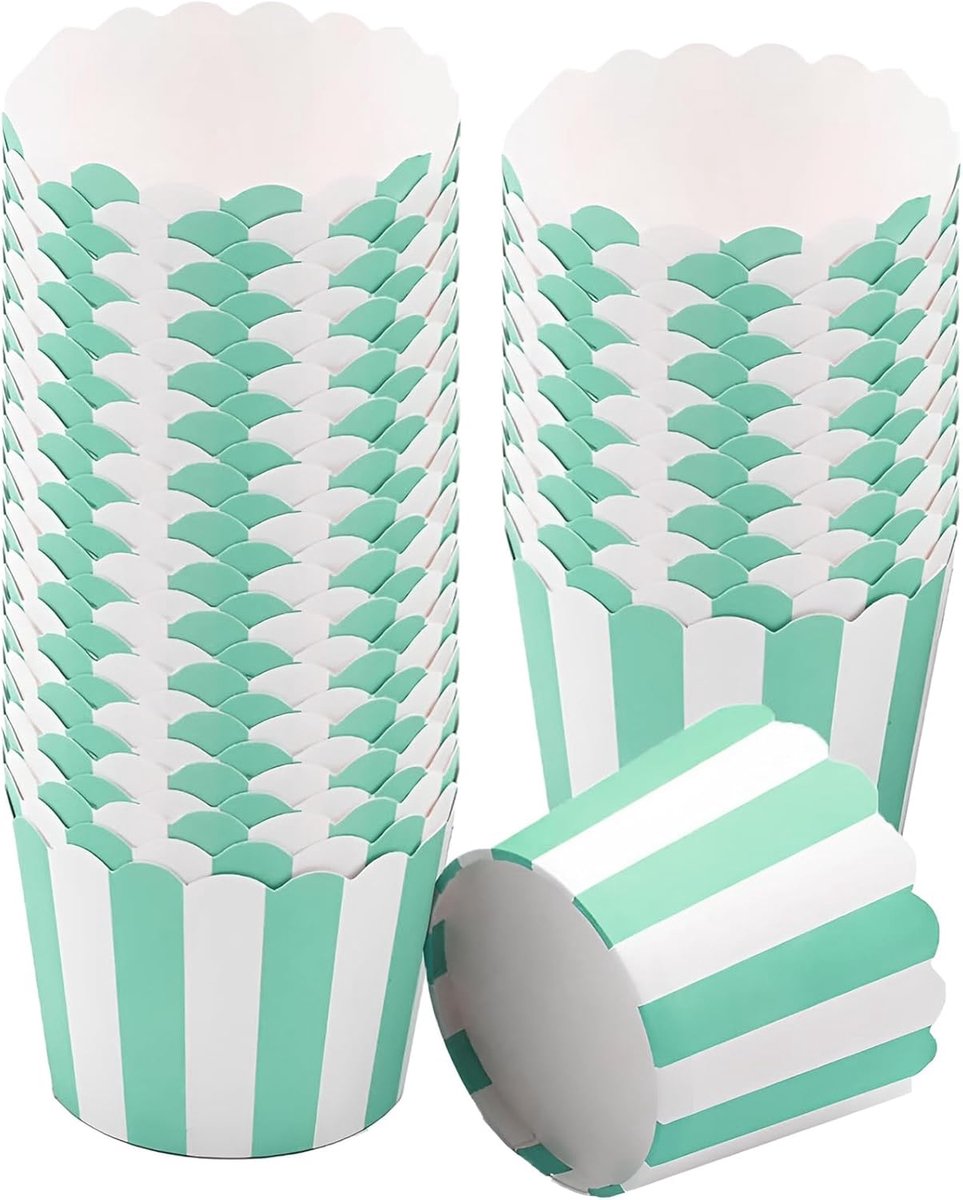 papieren vormpjes, 50 stuks mini papieren muffinvormpjes bakbekers cupcake wrappers voor feest verjaardag bruiloft (Groen)