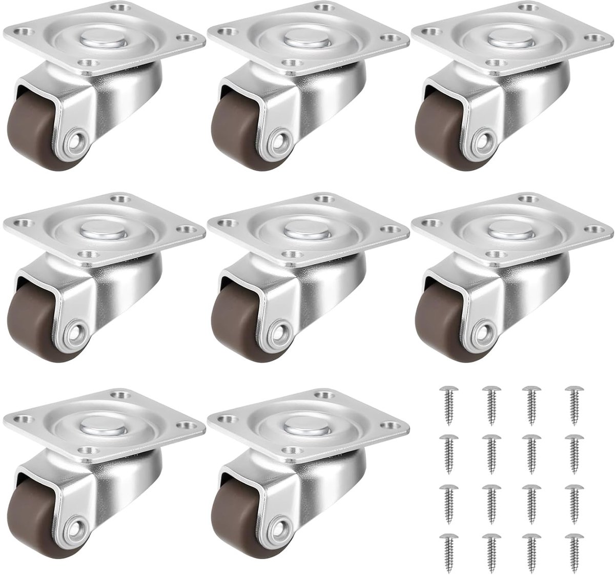 8 stuks, 12 mm, kleine zwenkwielen, 360 graden transportwielen, kogelwielen voor meubels, kleine meubelwielen, bokwielen, rolwielen voor tafel, kast, wagen, met accessoires