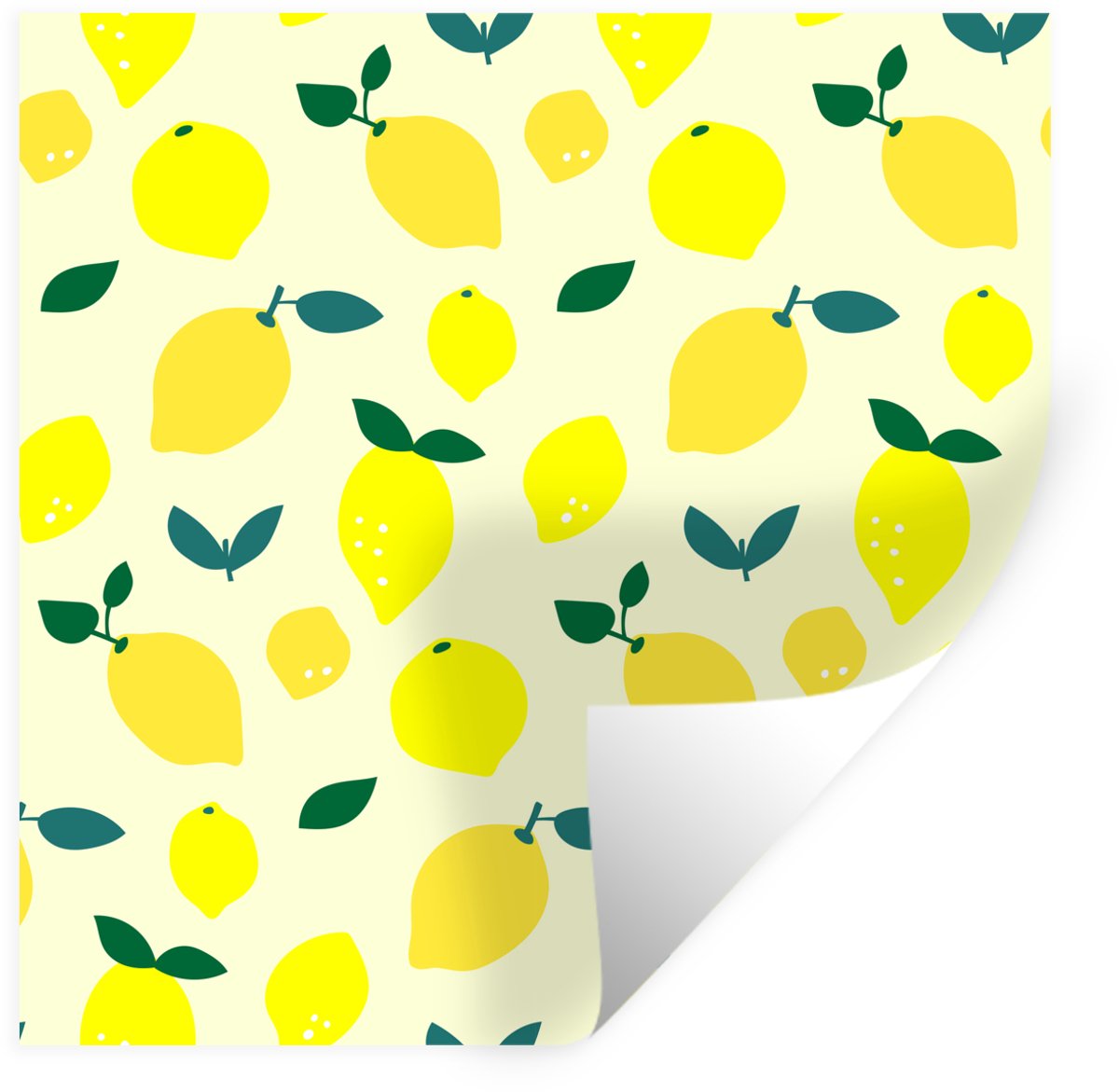 Muurstickers - Sticker Folie - Lente illustratie citroen patroon - 120x120 cm - Plakfolie 
