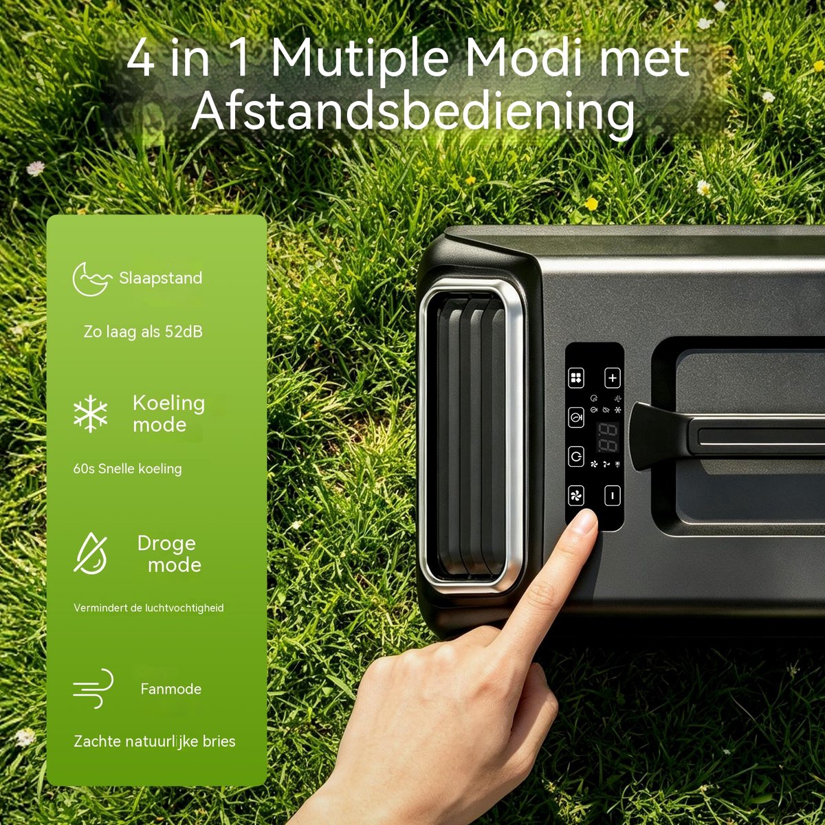 Mobiele Airco - Airconditioner Met Afvoerslang - Koelen En Ontvochtigen - Timer 0,5-24 Uur - 6000 BTU – Kamer En Kantoor – 54,3x31,5x36,3cm – Semi-Transparant — afbeelding 7