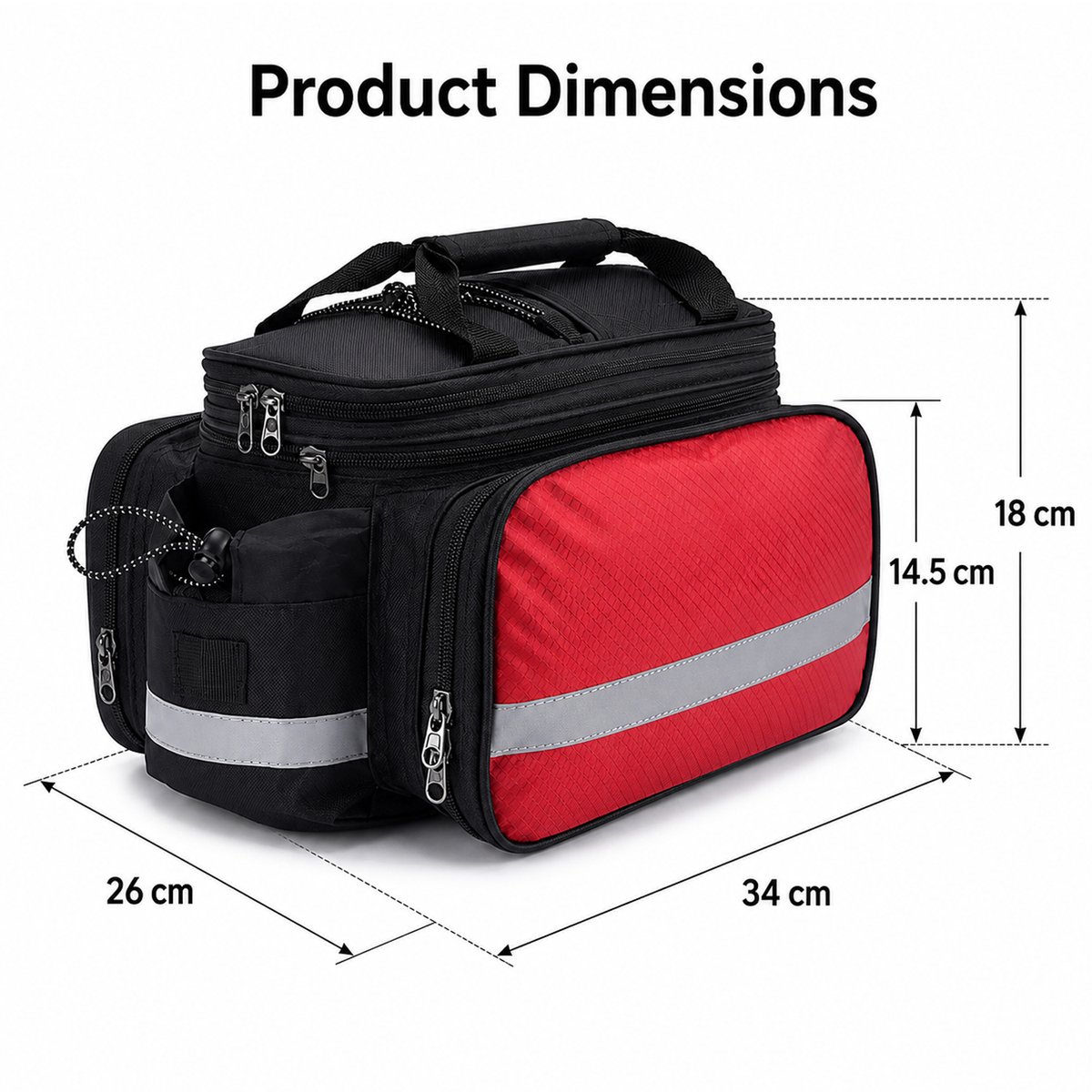 Waterdichte Fietstas Achterop Fiets – 27L Uitbreidbare Bagagedragertas – Touring Fietstas voor Lange Afstand – Met Regenhoes en Reflecterende Details – Rood – 1 Stuk — cadeau in Sport & Outdoor - foto 4