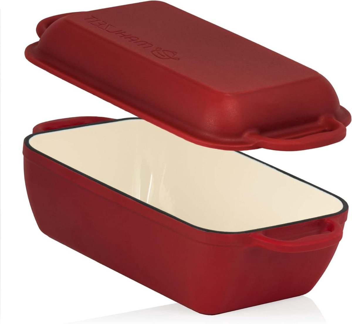 Gietijzeren braadpan - Stoofpan met deksel - Langzaam garen - 2-in-1 deksel grillpan - 48 liter - Donkerrood