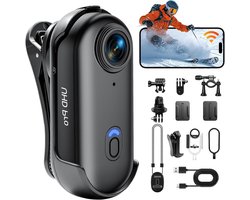 Mini Actie Camera – Bodycam WiFi – Avontuur Vastleggen – 150 Graden Groothoek – 37 Gram – Zwart