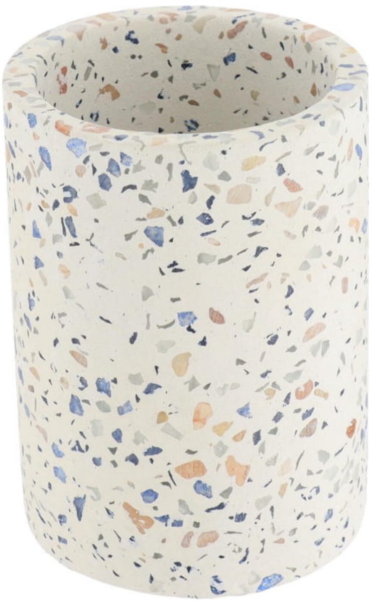 Tendance tandenborstel houder/beker terrazzo - cement - 200ml - D7 x H10 cm