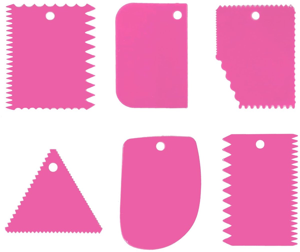 Spatels set, deegschraper, taartschraper, tandspatel, taartspatel voor cake, gebak, glazuur, broodbakken (roze)