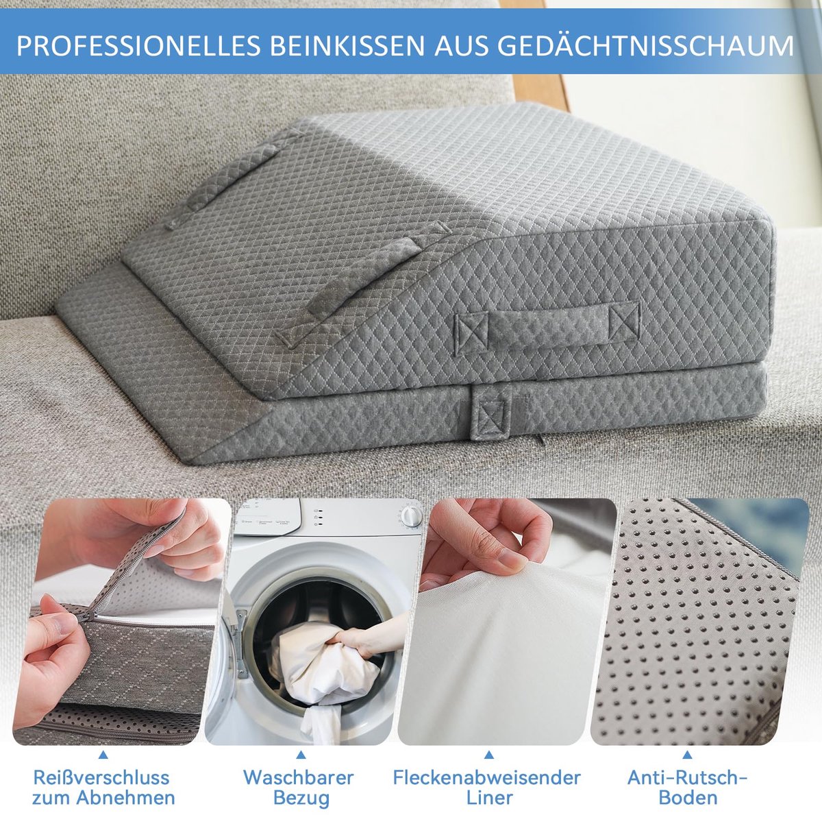 Verstelbare beenhoogte kussen, Ergonomisch aderkussen voor zwelling, verkoelend traagschuim, voor na operatie, ischias rug knie heup enkels pijnverlichting, wigkussens voor