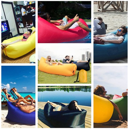 Opblaasbare luchtbank, luchtbank met draagtas, draagbaar, waterdicht, opblaasbare luchtligstoel, voor tuin, oever van het meer, strand, camping en muziekfestivals van Luxjoy — afbeelding 3