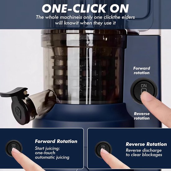 Slow Juicer - Sapcentrifuge - Gezond Sap Maken - Krachtige Motor - 550 ml - Blauw — afbeelding 3