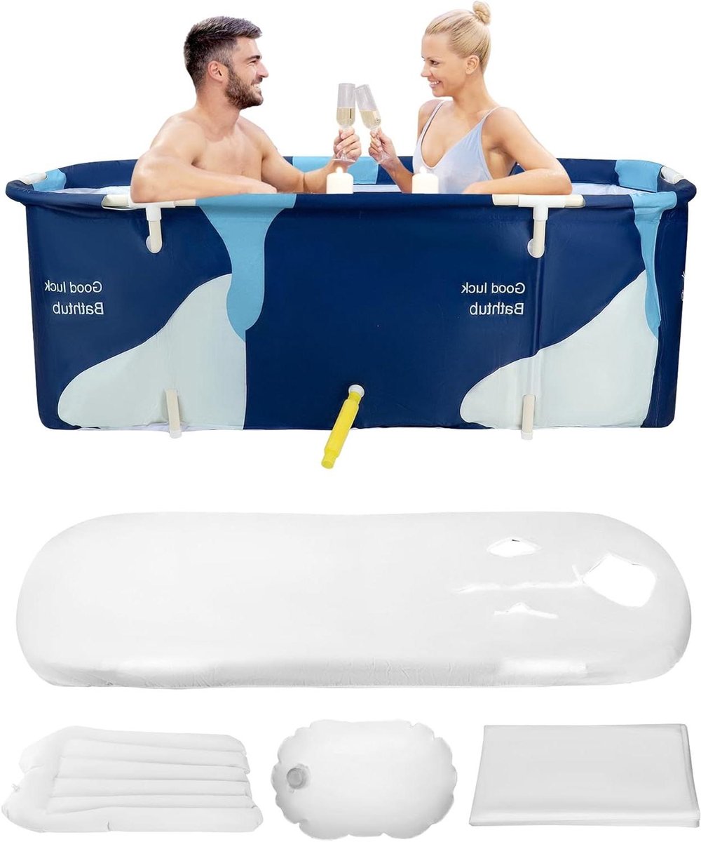 Draagbare Badkuip - Opvouwbaar Bad - Thuis Ontspannen - Extra Grote Capaciteit - 140 x 60 x 55 cm - Blauw