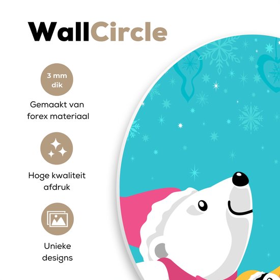 Illustration d'un pingouin et d'un ours polaire sur fond bleu Assiette en plastique cercle mural - ⌀ 150 cm - peinture ronde - impression photo sur cercle mural plastique (forex) / cercle vivant / (décoration murale)