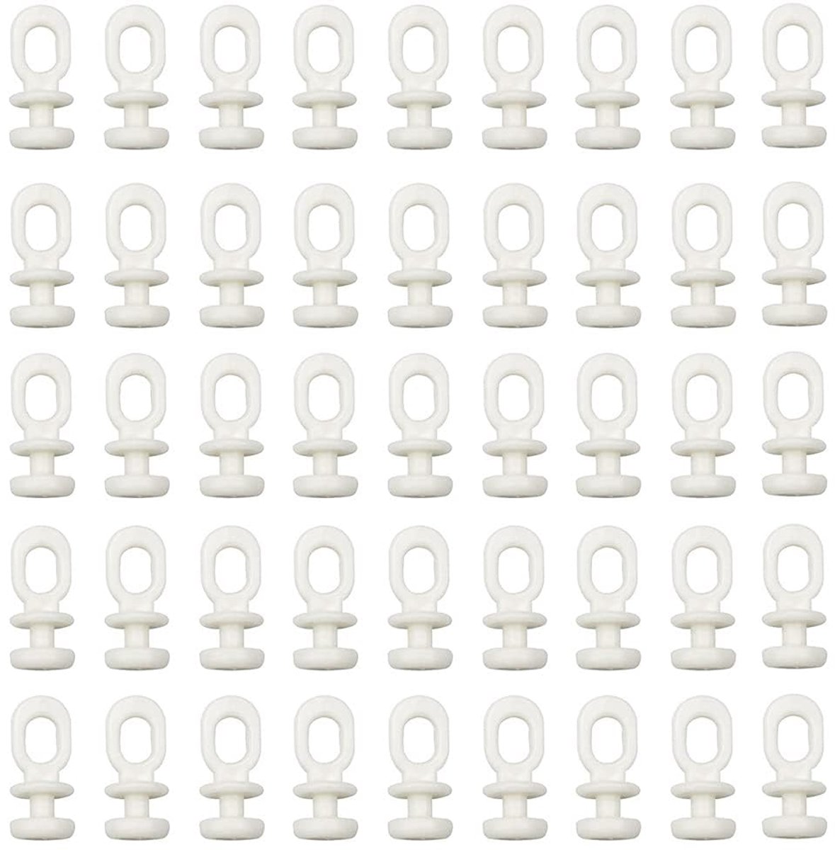 Gordijnhaken, plastic gordijnrailglijders, witte haken voor rails, railschuifhaken voor raam, deur, douchegordijnen (10 mm)