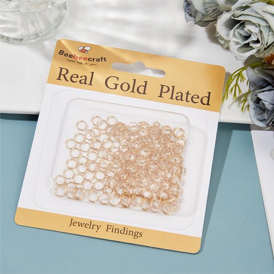 Springringen 18K Goud Geplateerd 304 Roestvrij Staal 6mm Open Springringen Split Ronde Ringen voor DIY Armband Halsketting Sleutelhangers Ambachten Sieraden — afbeelding 4