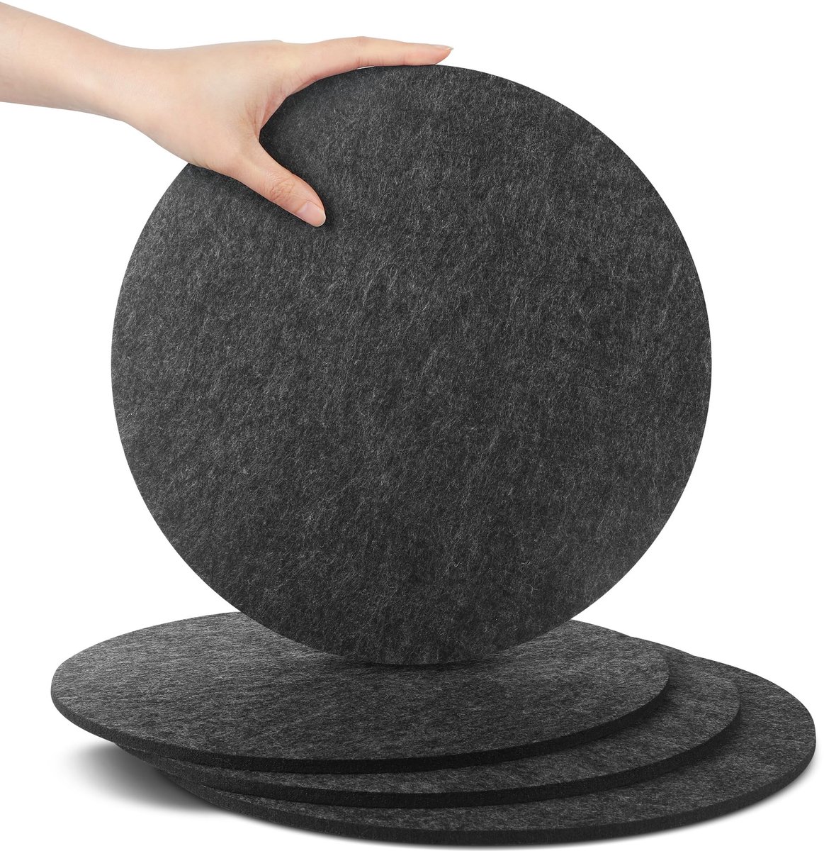 4 stuks groot viltonderzetter vilsmat voor potten, glazen, vazen en schalen - tafelbeschermer tafelonderzetter beschermmat van robuust vilt (rond Ø 30cm/ antraciet)
