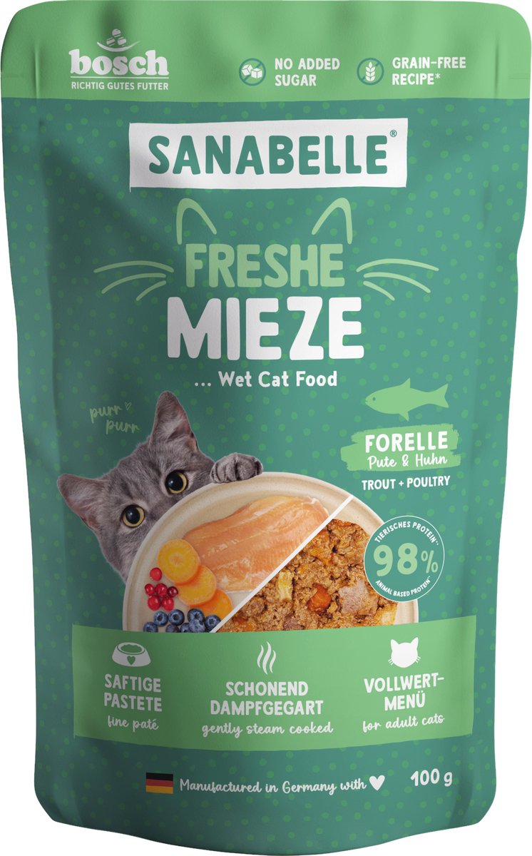 Sanabelle Sanabelle Freshe Mieze 10x100 g | Forelle, Pute & Huhn