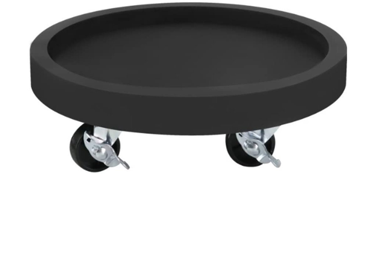Dienblad ronde mobiele lade met universele wiel bloem pot basis plant base zwart (Size : 32cm)