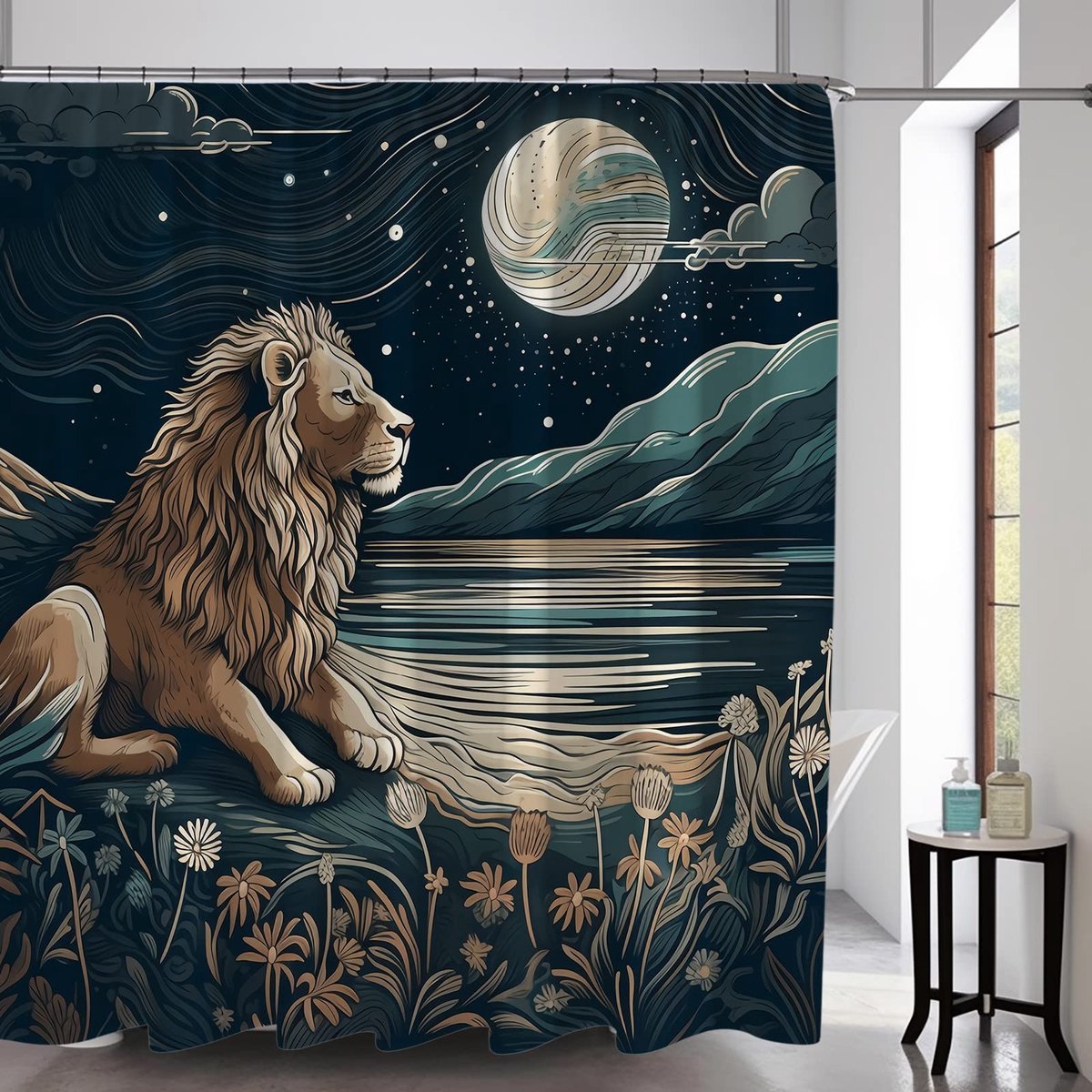 Mushroom Skull Animal Sun Moon Butterfly Floral Douchegordijn Modern Minimalistisch Home Bathtubs Badkamer Gordijn Decoratie Set met 12 Haken Afwasbaar Duurzaam Polyester Stof